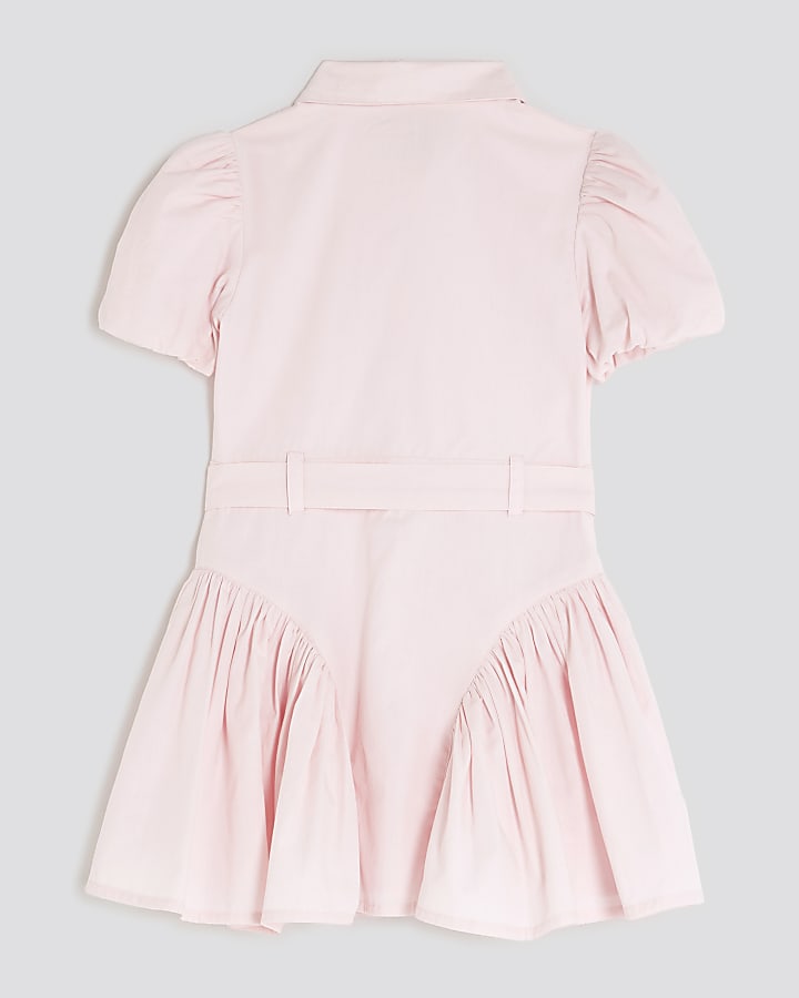 Mini Girls Pink Button Down Shirt Dress