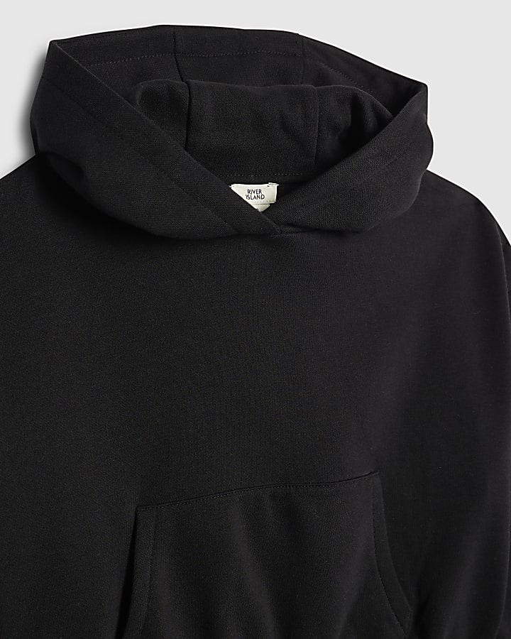 Girls Black Hooded Sweatshirt Set