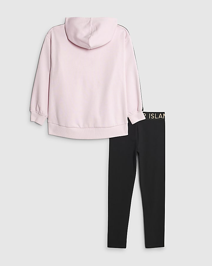 Girls Pink Hooded Sweatshirt Set