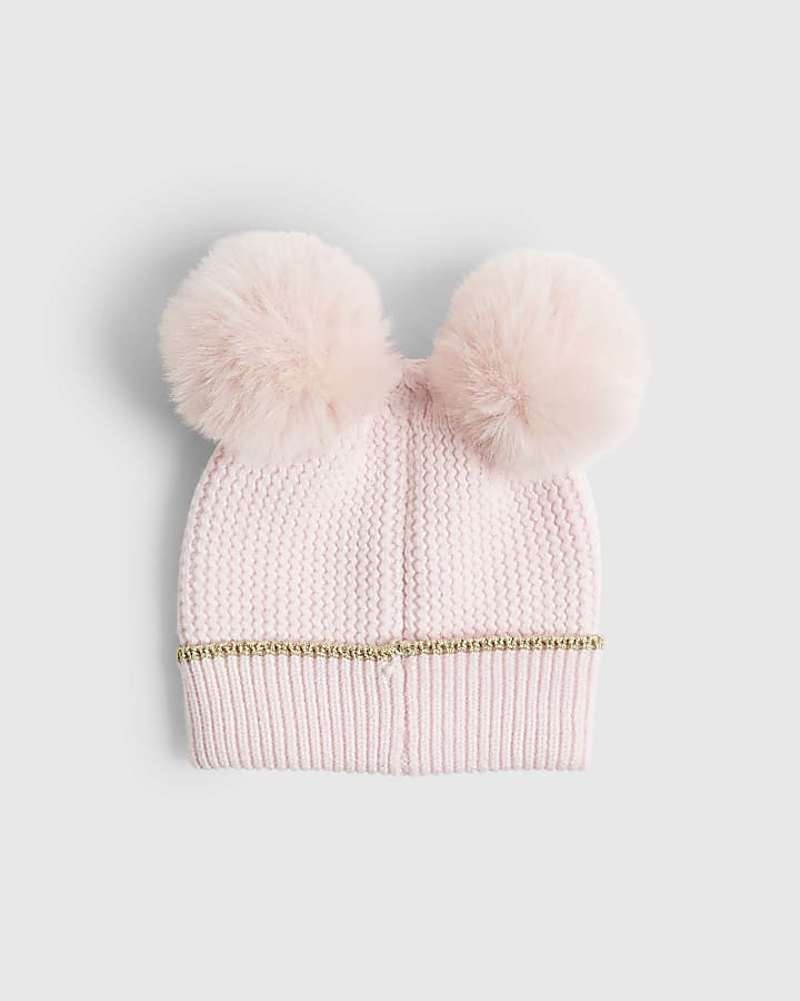 Mini Girls Pink Rosebud Beanie Hat