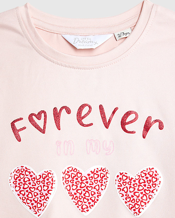 Mini Girls Pink Heart Leopard Pyjamas Set