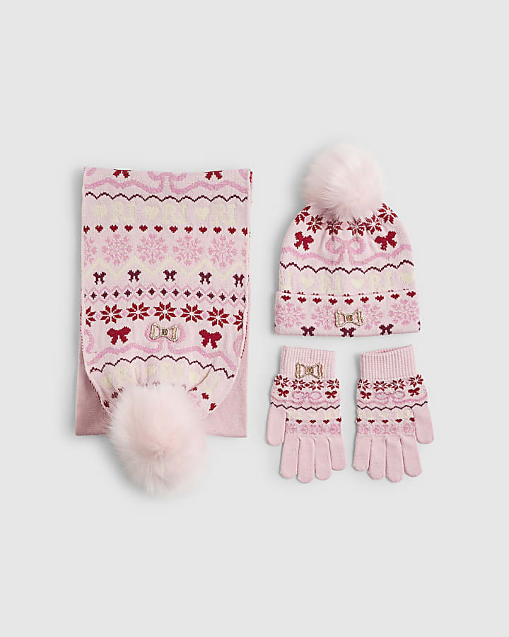 Girls Pink Fairisle Bundle Of 3