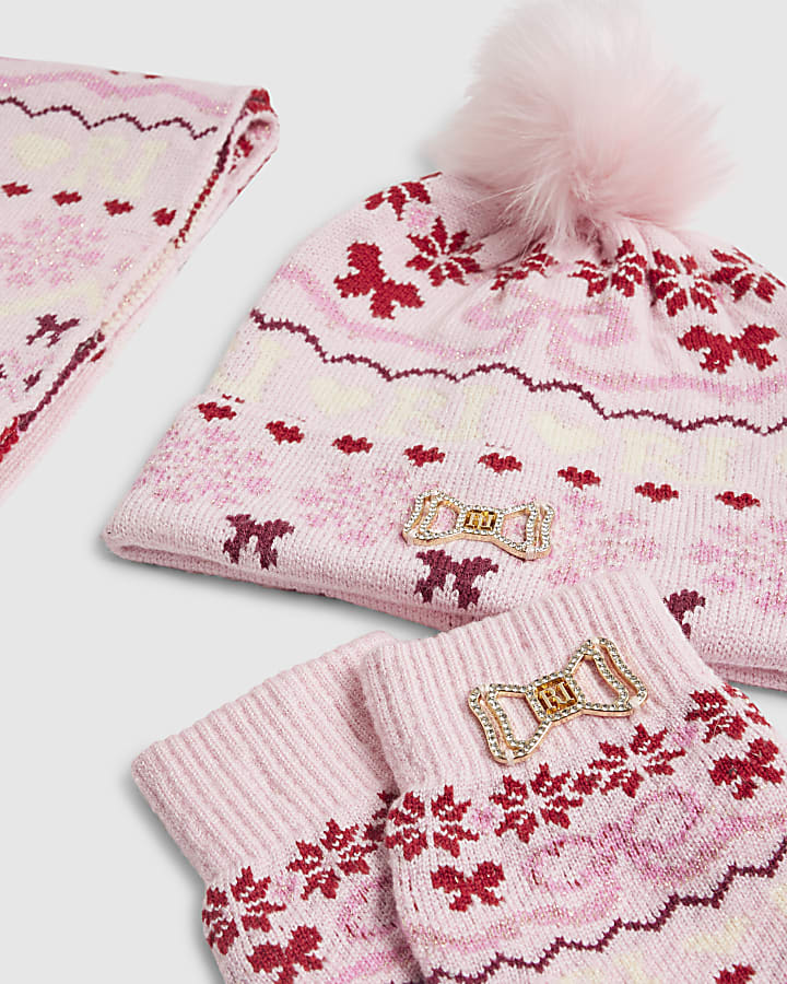 Girls Pink Fairisle Bundle Of 3