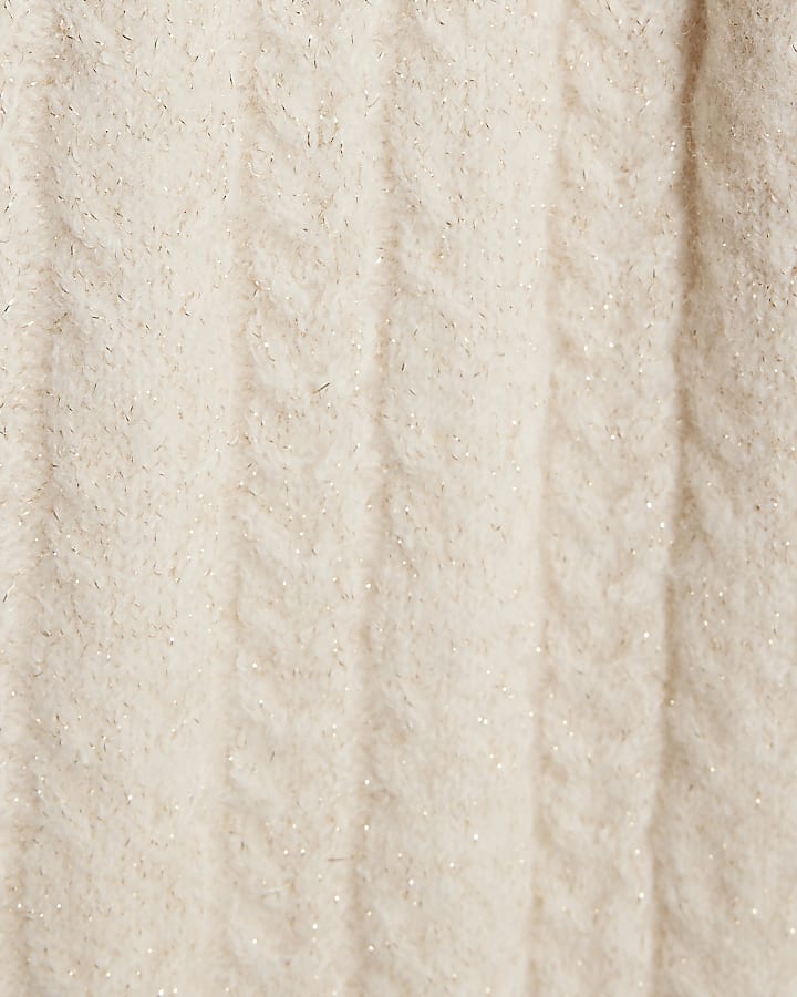 Mini Girls Cream Hooded Sparkle Jumper Set