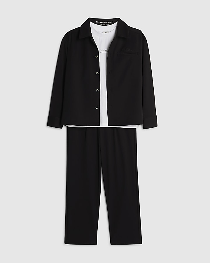 Boys Black Tailored Shirt 3 Piece Set