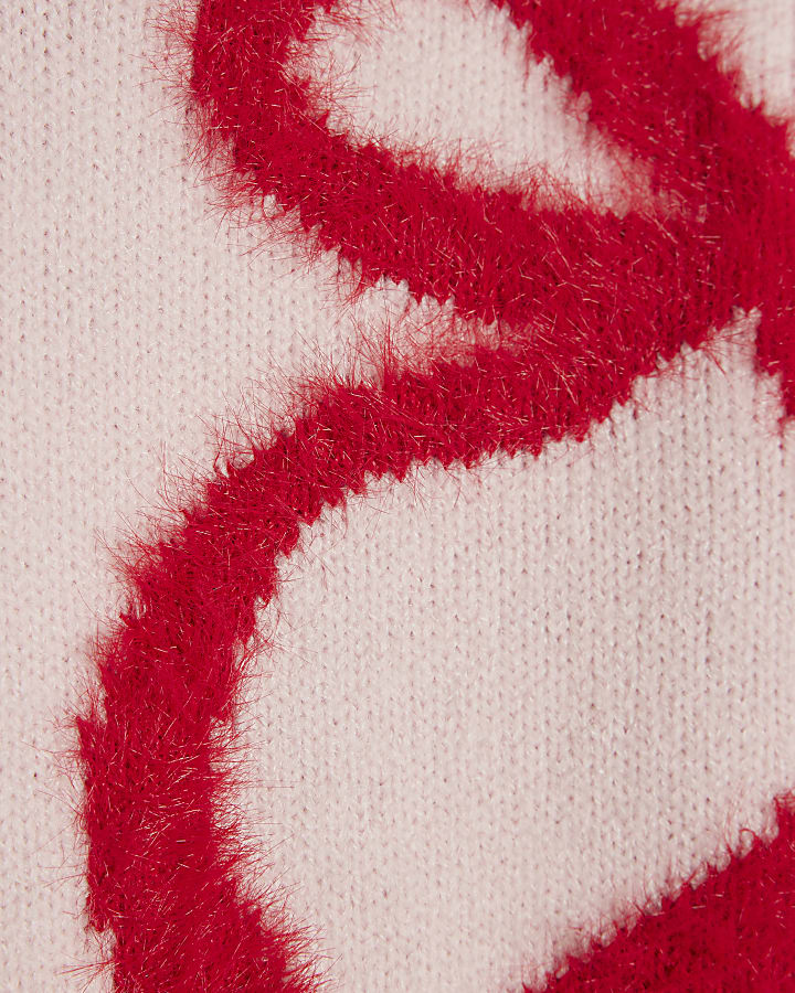 Mini Girls Pink Fluffy Bow Jumper