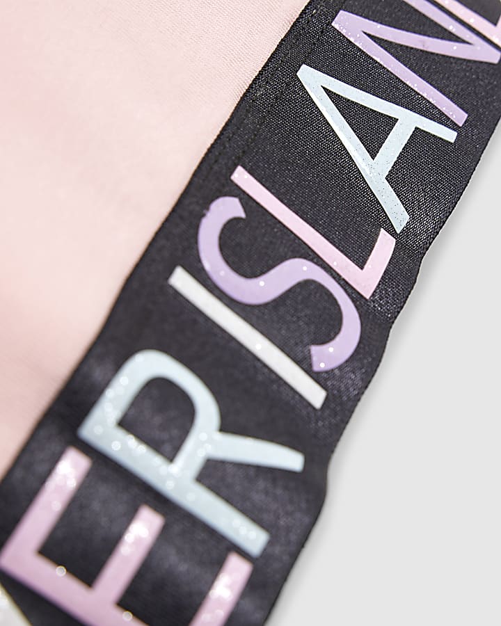 Girls Pink Glitter RI Waistband T-Shirt