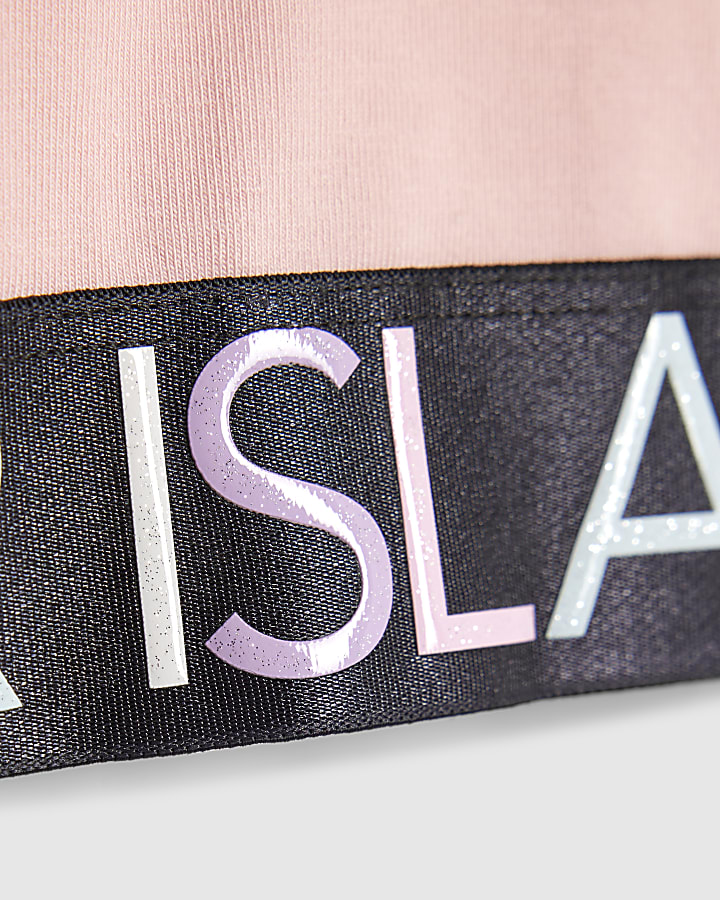 Girls Pink Glitter RI Waistband T-Shirt