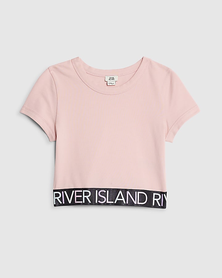 Girls Pink Glitter RI Waistband T-Shirt