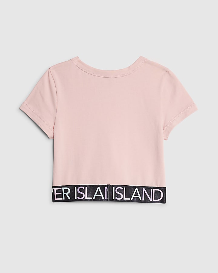Girls Pink Glitter RI Waistband T-Shirt