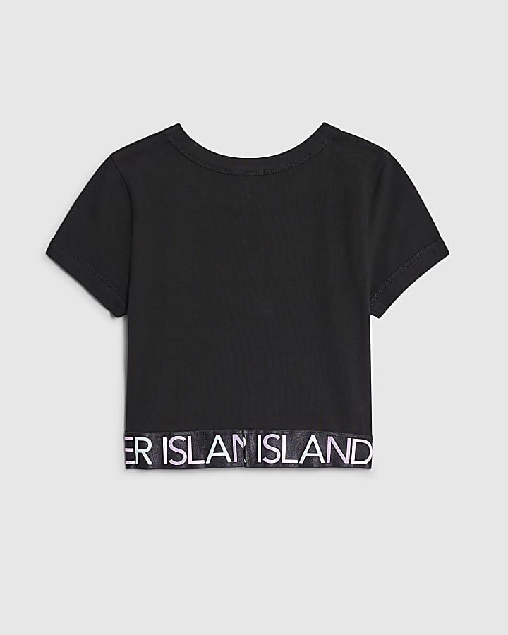 Girls Black Glitter RI Waistband T-Shirt