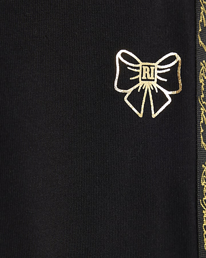 Girls Black RI Bow Leggings