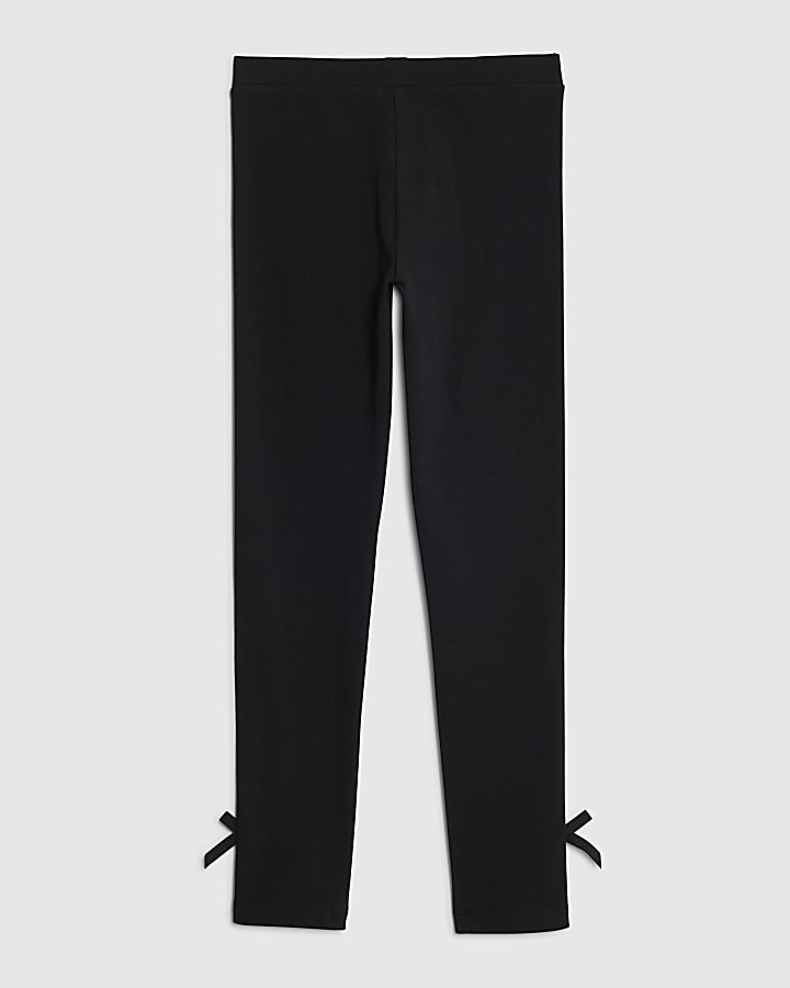 Girls Black RI Bow Leggings