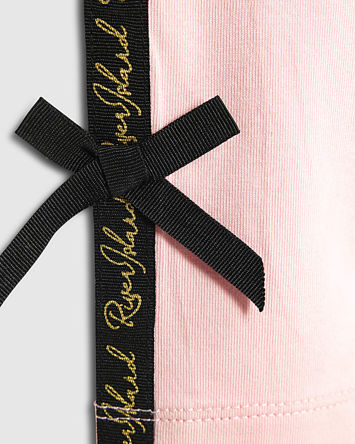 Girls Pink RI Bow Leggings
