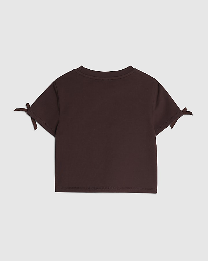 Girls Brown Bow RI T-Shirt