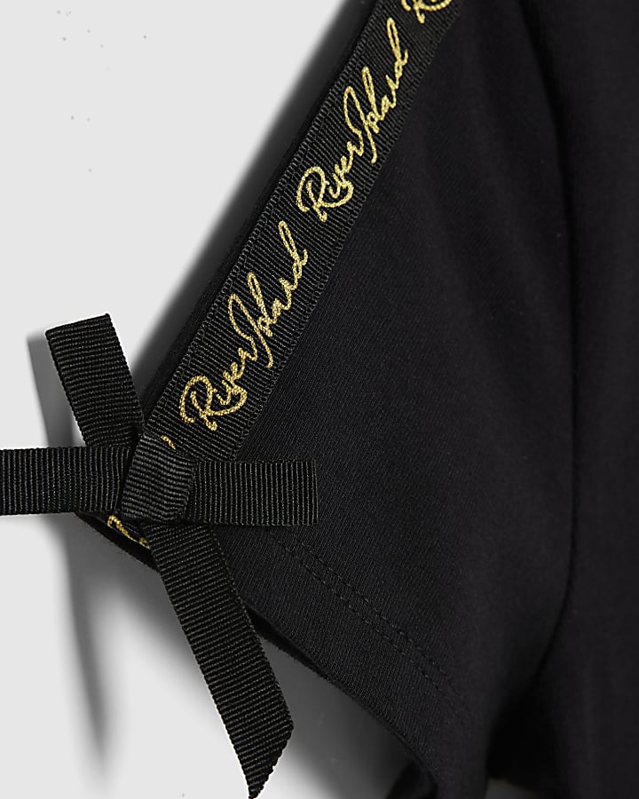 Girls Black RI Bow Crop Top 