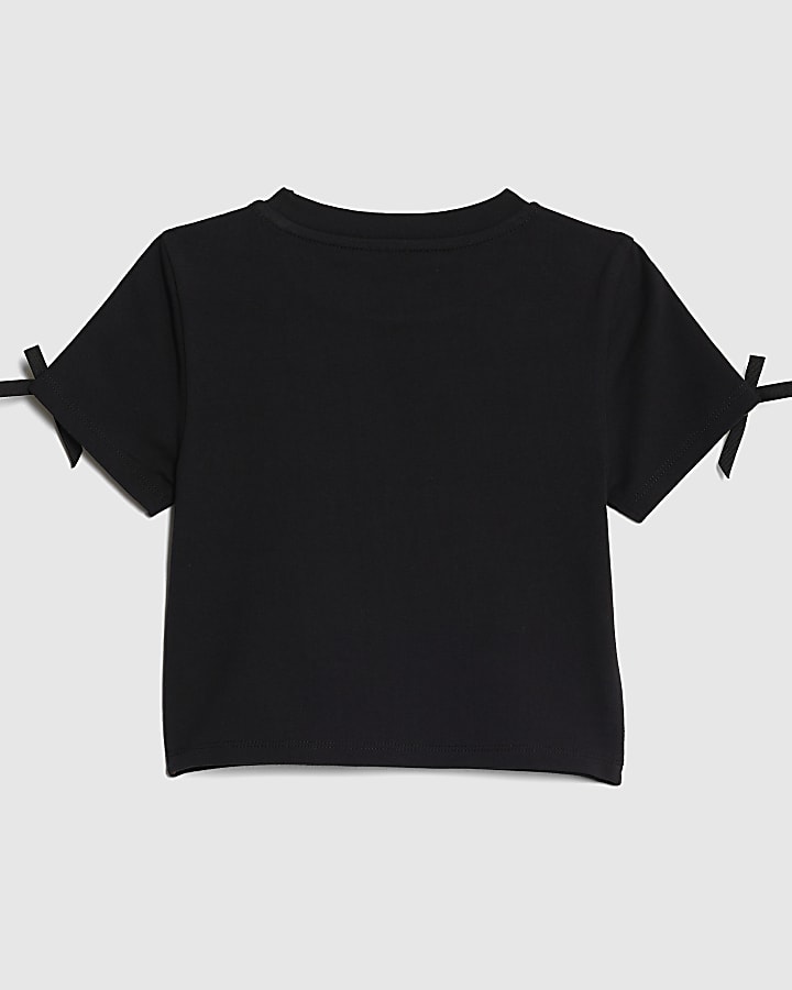 Girls Black RI Bow Crop Top 