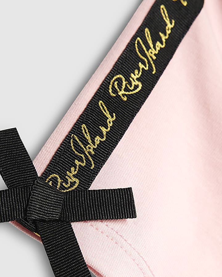 Girls Black RI Bow Crop Top