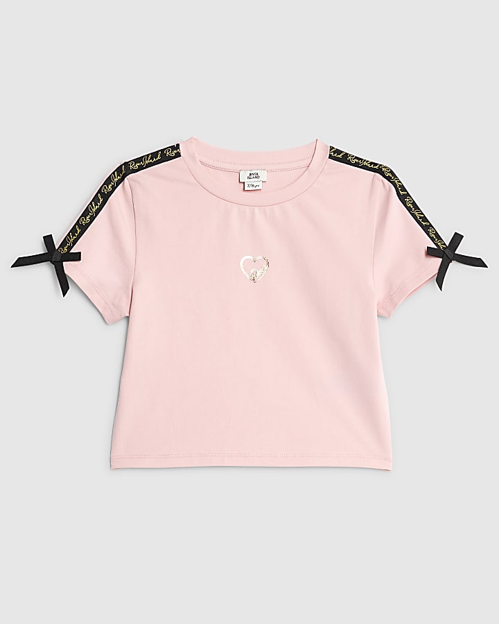 Girls Black RI Bow Crop Top
