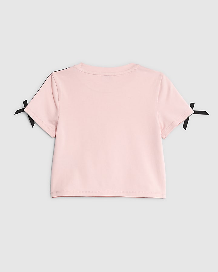 Girls Black RI Bow Crop Top