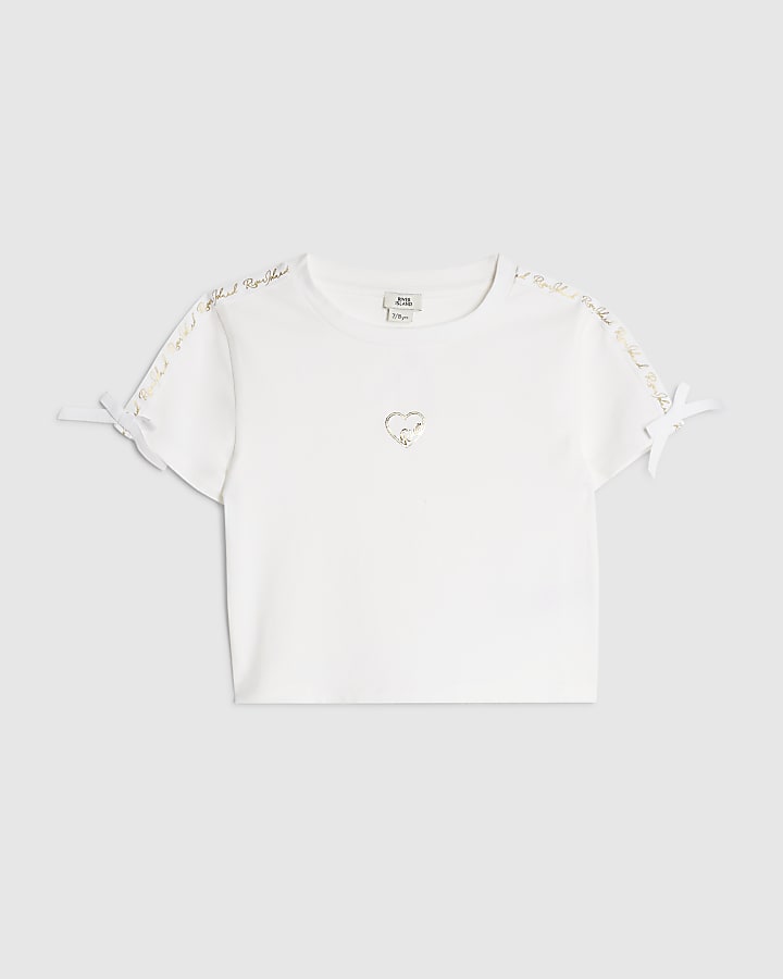 Girls Brown Bow RI T-Shirt