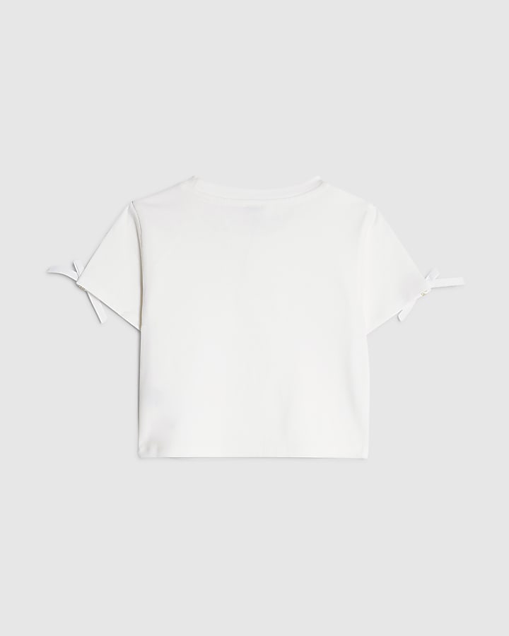 Girls Brown Bow RI T-Shirt