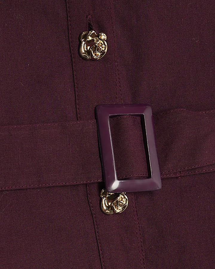 Girls Purple Puff Sleeve Prom Shirt Dress