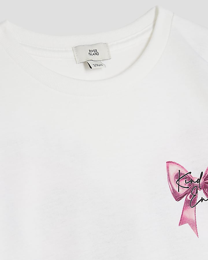Girls White Bow T-Shirt