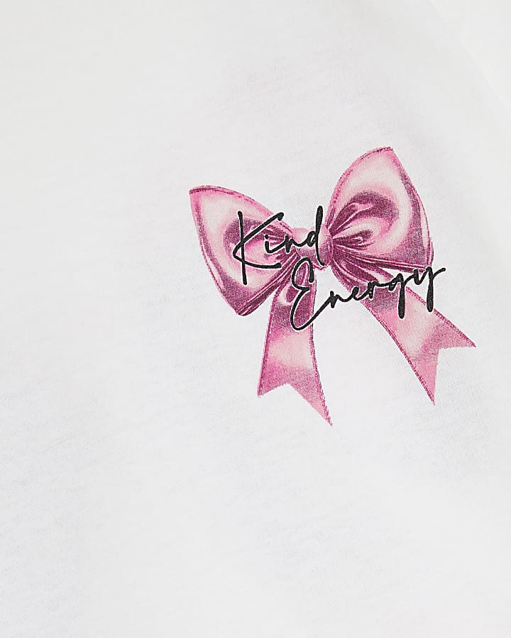 Girls White Bow T-Shirt