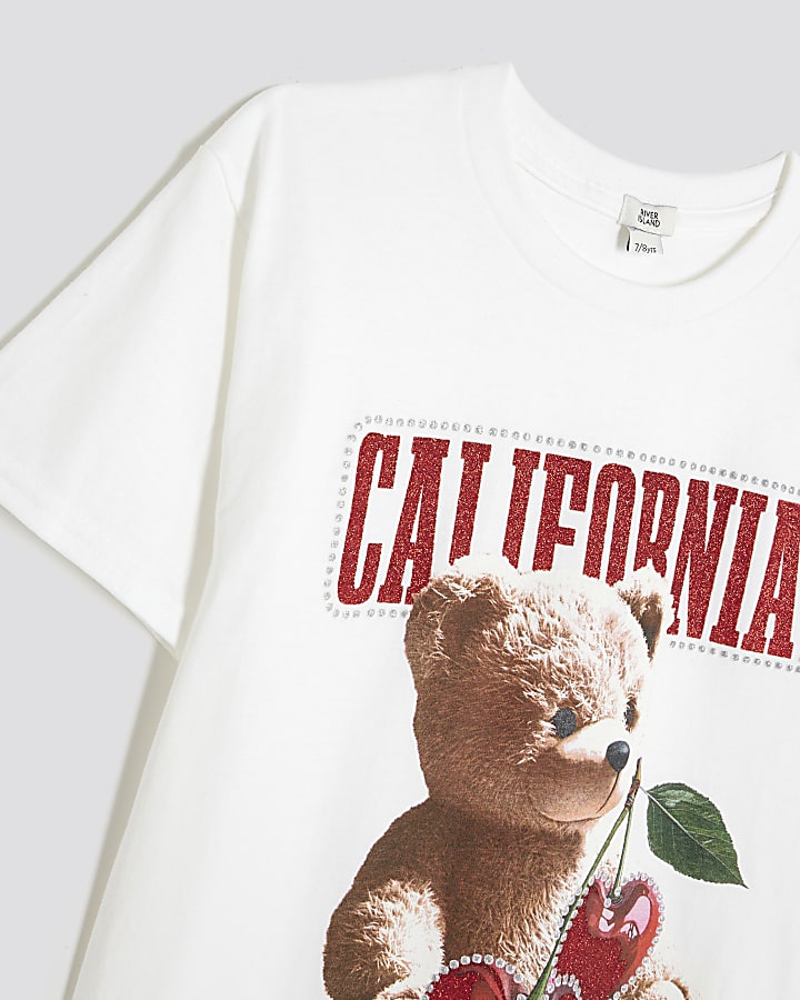 Girls White California Bear T-shirt