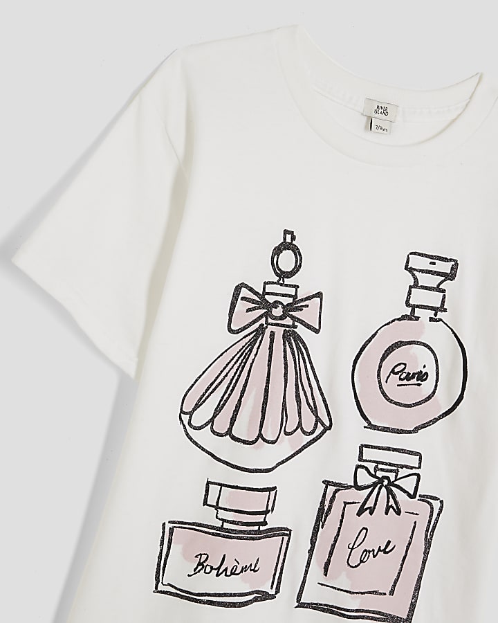 Girls White Perfume T-shirt