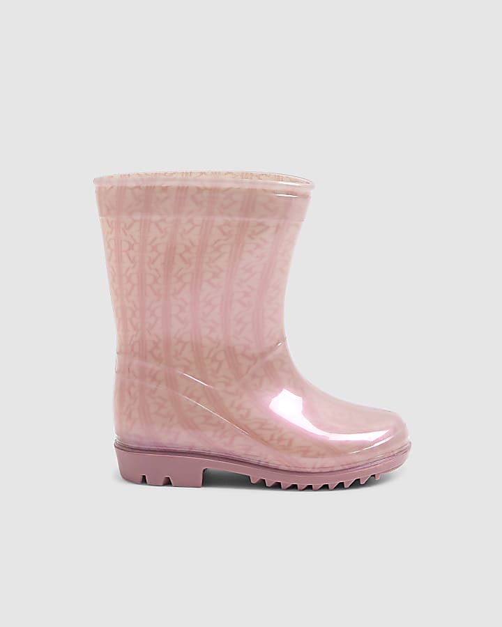 Mini Girls Pink Monogram Wellie Boots