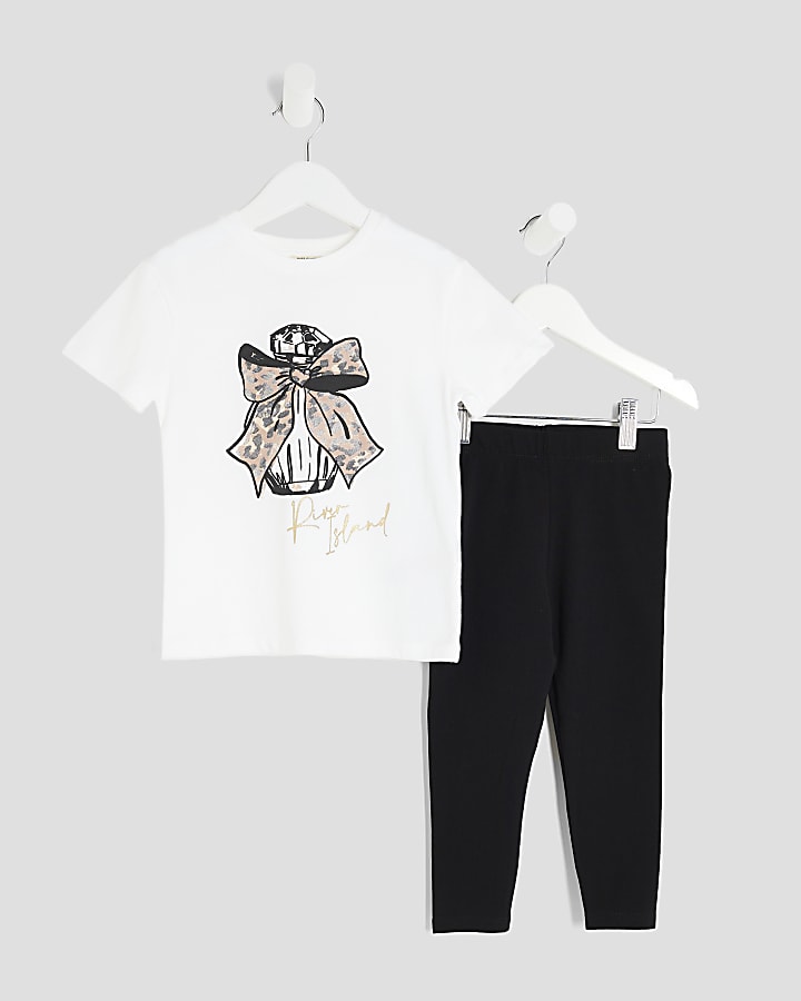 Mini Girls White Perfume T-Shirt Set