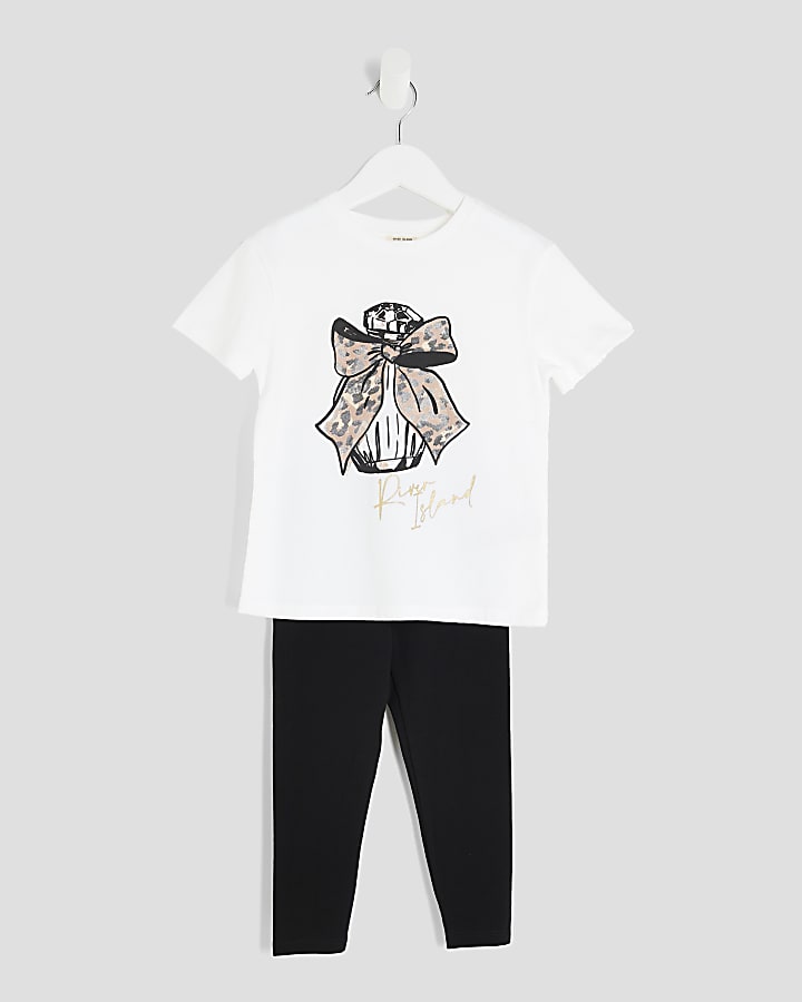 Mini Girls White Perfume T-Shirt Set