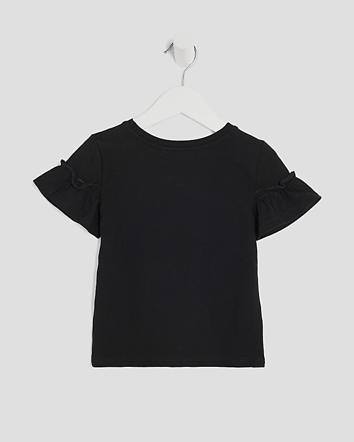 Mini Girls Black Cutie Leopard T-Shirt