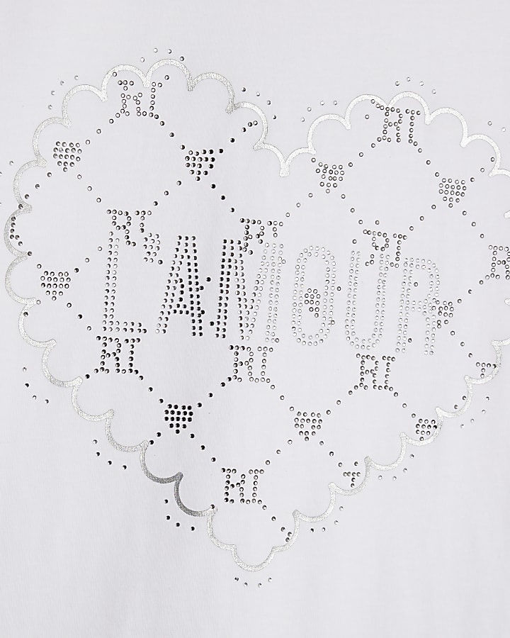 Girls White RI Monogram Leggings Set