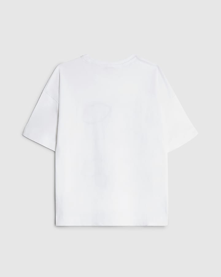Girls White J'adore Check Lips T-Shirt