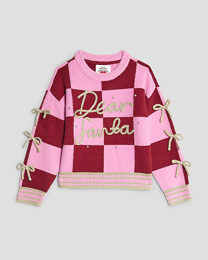 Nephthys Girls Pink Dear Santa Jumper