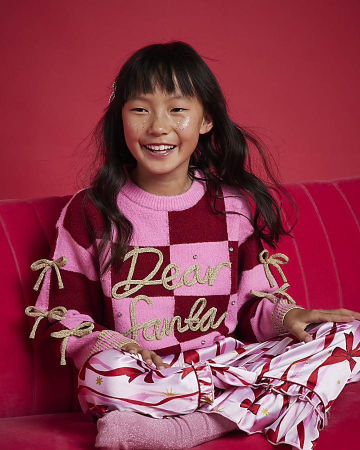 Nephthys Girls Pink Dear Santa Jumper