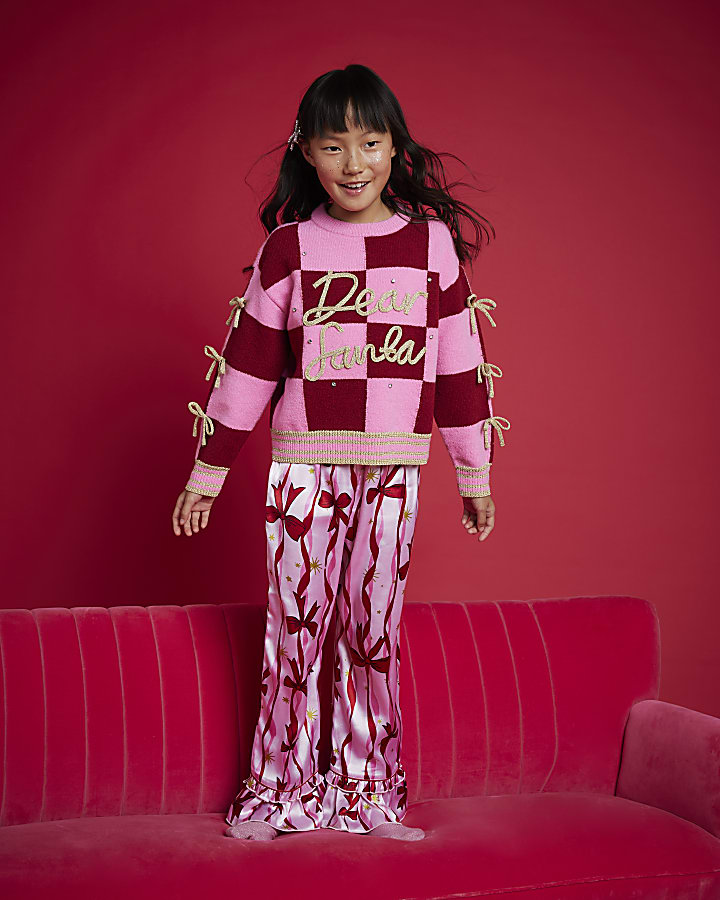 Nephthys Girls Pink Dear Santa Jumper