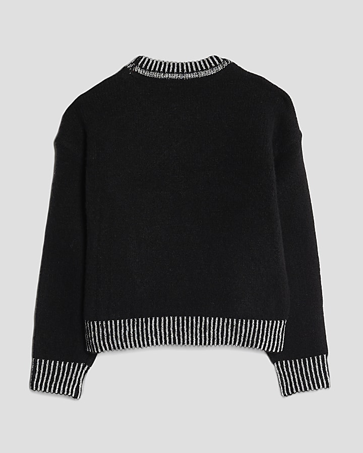 Nephthys Girls Black Sequin Lips Jumper