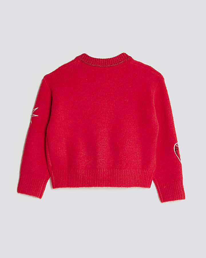 Nephthys Girls Red Doodle Cardigan