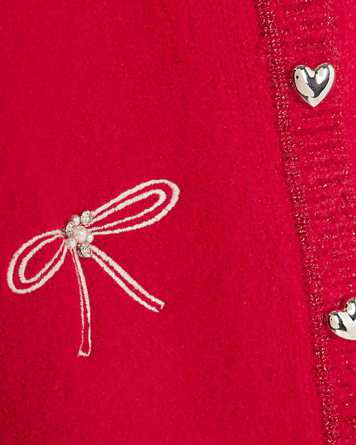 Nephthys Girls Red Doodle Cardigan