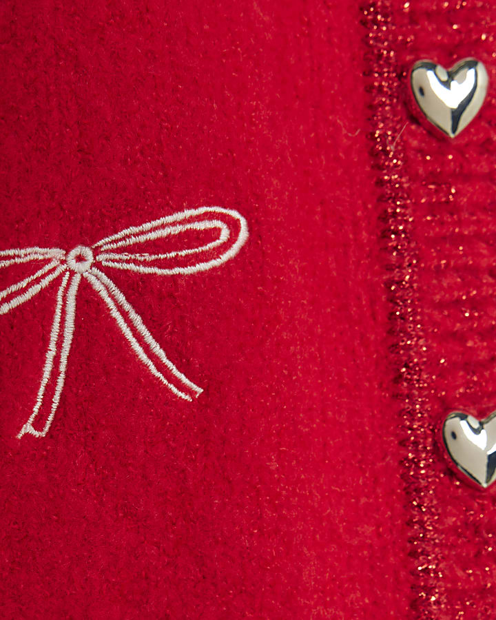 Nephthys Mini Girls Red Doodle Cardigan