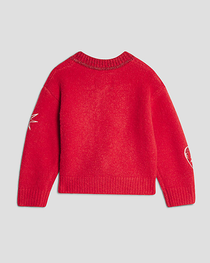 Nephthys Mini Girls Red Doodle Cardigan