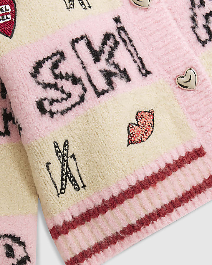 Nephthys Mini Girls Pink Apres Ski Cardigan