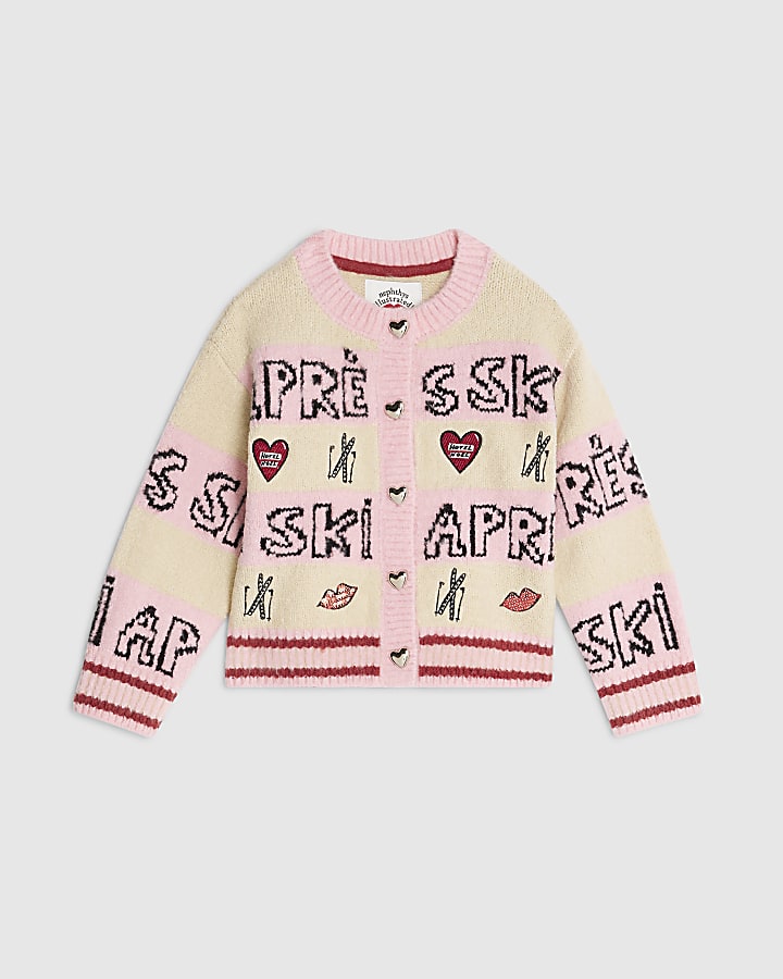 Nephthys Mini Girls Pink Apres Ski Cardigan