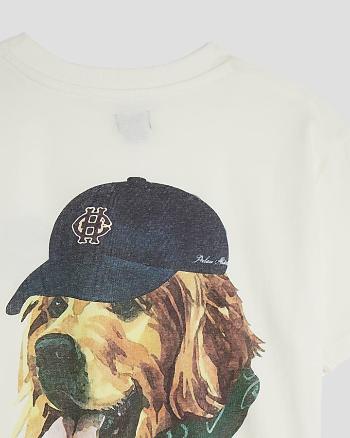 Boys White Dog Portrait T-shirt