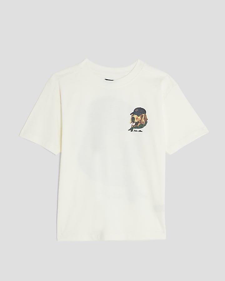 Boys White Dog Portrait T-shirt