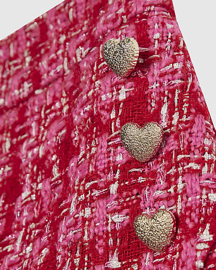 Girls Pink Boucle Button Skort